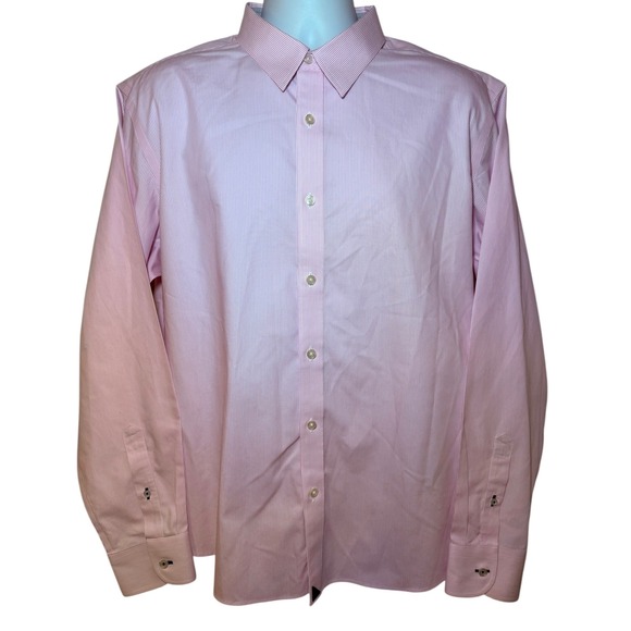 UNTUCKit Douro Shirt Mens XL Pink Stripe Wrinkle Free Button Down Long Sleeve - Picture 2 of 9